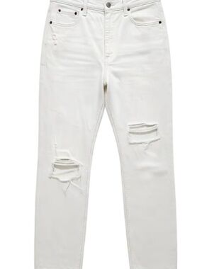 Abercrombie & Fitch The Mom High Rise White Distressed Jeans Women’s Size 28/6